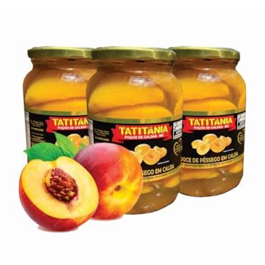 Imagem de Doce Pêssego em Calda Sobremesa, 3 Vidros com 550g - Tatitânia