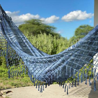 Imagem de Rede De Descanso Confortável Lazer Titulos Azul Jeans