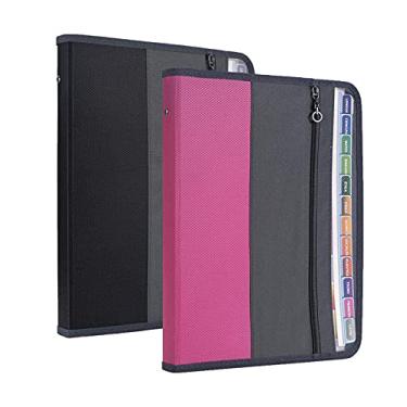 Imagem de NAFY Pastas expansíveis, pacote com 2 organizadores de documentos com 13 bolsos com zíper, pastas expansíveis de acordeão portátil tamanho carta A4 com etiquetas multicoloridas para material escolar