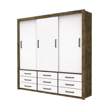 Imagem de Guarda Roupa Anjos 3 Portas 9 Gavetas Sem Espelho Demolição/Branco - Carioca Móveis