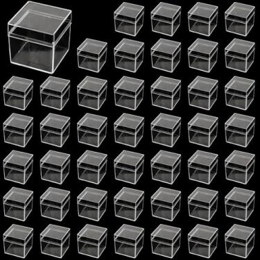 Imagem de MUKLEI 45 Peças De Cubo Quadrado Acrílico Transparente 2 X Pol., Caixas Pequenas Com Tampa Separada, Mini Recipiente Para Cosméticos, Miçangas, Maquiagem, Joias, Doces, Lembrancinhas Festa