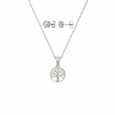 Imagem de Colar Cordão Feminino Pingente Árvore da Vida Corrente Aço Inox