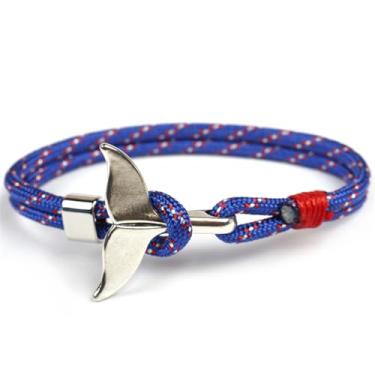 Imagem de HuiApparel Pulseira exclusiva de cauda de baleia de 20 cm, paracorde de nylon, design elegante inspirado no oceano, One Size, Nylon, Sem Pedra Preciosa