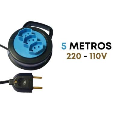 Imagem de Extensão Elétrica Retrátil 5 Metros Tripolar 3 Tomadas 10a