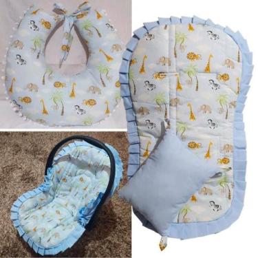 Imagem de Kit Almofada Amamentação + Capa de Bebê Conforto + Capa de Carrinho - 