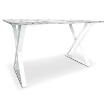 Imagem de Mesa P/ Escritório Jantar Gamer Tampo 1,00x0,60 Qatar Branco/Vulcano -