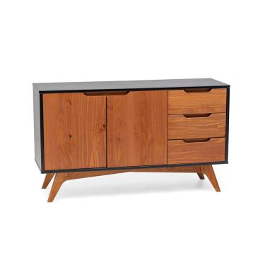 Imagem de Buffet Happy 2 Portas 3 Gavetas Preto e Garapa