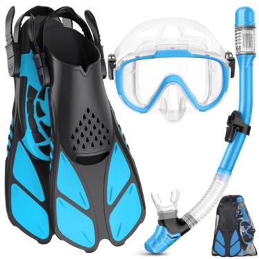 Imagem de Ubekezele Equipamento De Mergulho Com Snorkel Para Adultos, Homens E Mulheres, Conjunto 4 Em 1 Máscara Vista Panorâmica, Antiembaçante Antivazamento, Parte Superior Seca, Nadadeiras Bolsa Viagem Nat