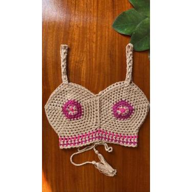 Imagem de Cropped em crochê tamanho M - @atelielanecroche