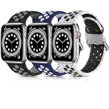 Imagem de Lerobo Pulseira esportiva compatível com Apple Watch Ultra 2 de 49 mm, 44 mm, 45 mm e 42 mm para homens e mulheres, pulseira de substituição de silicone macio para iWatch SE 3 de 2 gerações 11 10 9 8