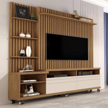 Imagem de Estante Home Theater para Tv 60 Polegadas Nobre Freijó / Off White
