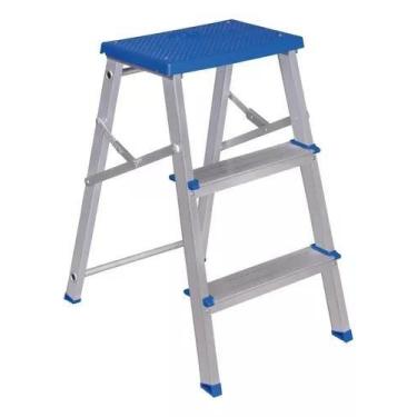 Imagem de Escada Banqueta 3 Degraus Alumínio Uso Doméstico MOR