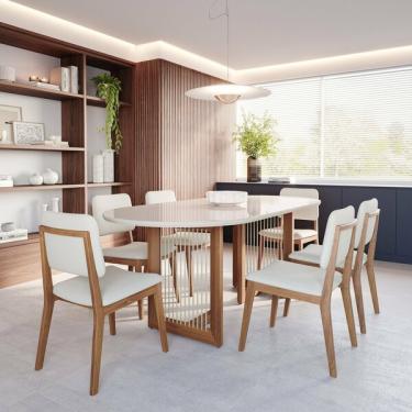 Imagem de Sala De Jantar Regia 210cm Oval Com 6 Cadeiras Amarilis Madei