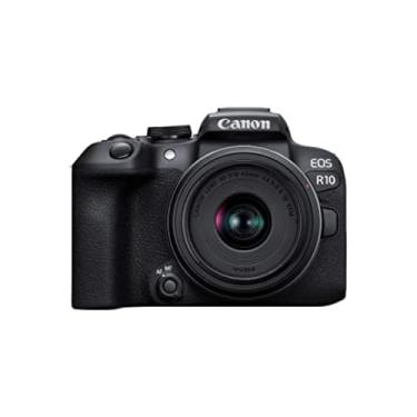 Imagem de Canon Câmera sem espelho EOS R10 RF-S18-45 mm F4.5-6.3 IS STM, câmera híbrida, sensor CMOS (APS-C) de 24,2 megapixels, vídeo 4K, câmera de vlogging para criadores de conteúdo, preta