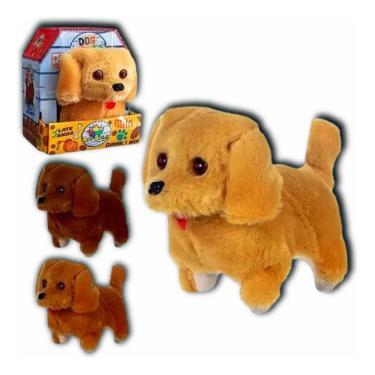 Imagem de Cachorrinho Pelúcia Anda E Late Brinquedo Infantil - Bege