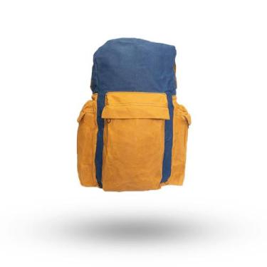 Imagem de Mochila Vertical 50Litros - Lona Encerada - MB, Azul com amarelo