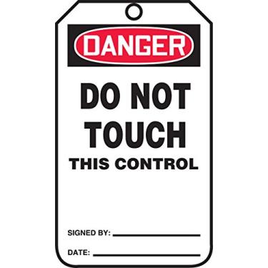 Imagem de Accuform Etiqueta de segurança MDT133CTP PF-Cardstock, legenda "DANGER Do Not Touch This Control", 14,6 cm de comprimento x 8,3 cm de largura x 0 cm de espessura, vermelho/preto em branco (pacote com