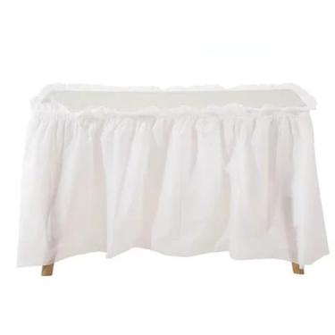Imagem de Conjunto de capa de mesa de plástico, saia descartável, à prova d'água, portátil, para festa ao ar livre, aniversário, casamento, mesa redonda retangular, branca, 1 peça