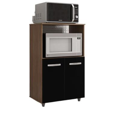 Imagem de Armário Multiuso para Cozinha com Gaveta e Portas - Balcão Organizador, Paneleiro e Fruteira com Armário para Móveis de Cozinha(Savana/Preto)