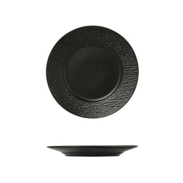 Imagem de Prato de bife de mármore criativo com textura fosca preta - 27,4 cm