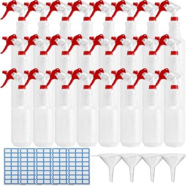 Imagem de Zubebe Pacote com 24 frascos de spray de plástico de 946 ml a granel à prova de vazamentos resistentes para suprimentos de limpeza frascos de névoa com etiqueta e bocal ajustável para plantas