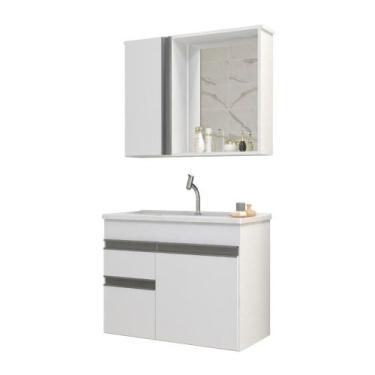 Imagem de Gabinete Armario Para Banheiro Firenze com Espelheira e Cuba - Loja Do