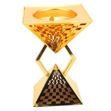 Imagem de Resina incenso queimador de carvão carvão alora de zinco de terapia com meditação de ioga decoração de escritório decoração de decoração triangular Burner com bandeja de poeira