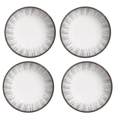 Imagem de Jogo 4 Pratos Raso em Cerâmica Branco e Preto Coup Haya Alleanza 29cm
