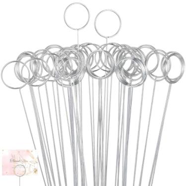 Imagem de Hotop 30 porta-cartões florais, palitos de metal, palitos de flores, porta-cartões de 34 cm, porta-memorandos, floral, redondo, para presente, para mesa de centro de mesa, casamento, chá de bebê