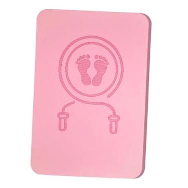 Imagem de rockible Tapete de pular corda, tapete de treino, versátil, dupla face, antiderrapante, para academia em casa, retangular, com absorção de impacto, Rosa