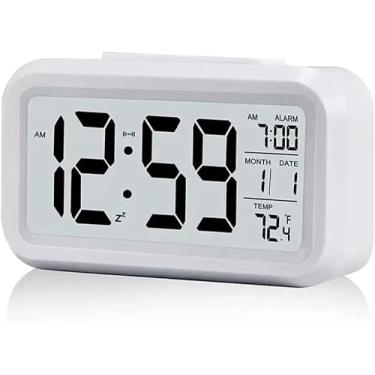 Imagem de Relógio Digital De Mesa Led Com Termometro Sensor de Temperatura Calendário Despertador Luz Noturna Cozinha Academia Alarme Cabeceira Quarto Eletrônico