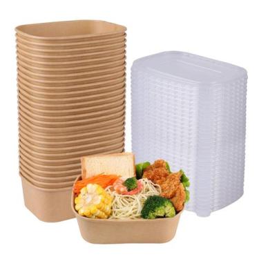Imagem de Taças de papel Kraft descartáveis JAYEEY 800mL com tampas, pacote com 