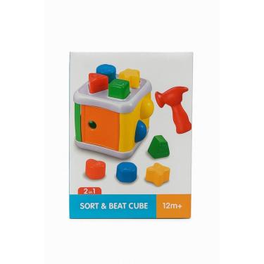 Imagem de Cubo de Encaixe Sort & Beat Cube 2 em 1 com Encaixe e Martelinho – 12 Meses+