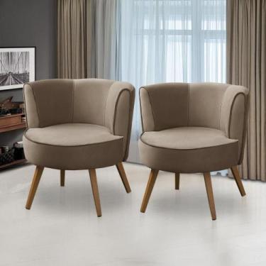 Imagem de Kit 2 Poltronas Para Sala Decorativa Bela Suede Cappuccino Rover & Bea