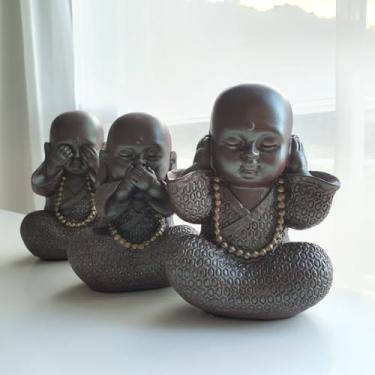 Imagem de Trio Buda Bebê Cego Surdo Mudo Estatueta Monge