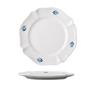 Imagem de Pratos de sobremesa prato de jantar chinês em relevo pintado à mão pratos de cerâmica andorinha 19 cm casa vintage prato de sobremesa prato de sobremesa máquina de lavar louça/microondas aperitivos