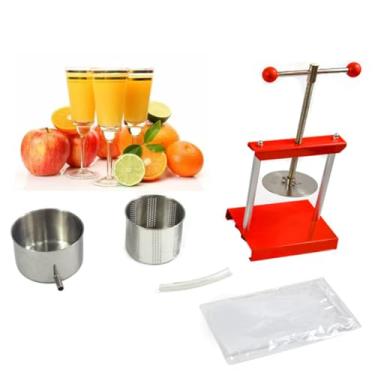 Imagem de HENGJINGTR Juicer de prensa de aço inoxidável doméstico, 6L Capacity Herb Fruit Wine Press Fácil de pressionar suco, fácil de limpar adequado para fazer vários sucos de frutas (vermelho)