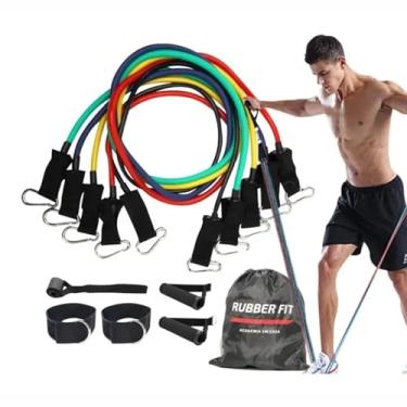 Imagem de Kit Elástico Colorido Para Treino Exercícios Malhar Musculação Academia em Casa Premium Rubber Fit