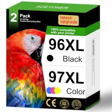 Imagem de Cartuchos de tinta de substituição 96 97 para HP 96XL 97XL Tinta para impressora Deskjet 6940 5940 6840 6988 6980 Officejet 7310 7410 7210 Photosmart 8050 (1 preto, 1 tricolor)