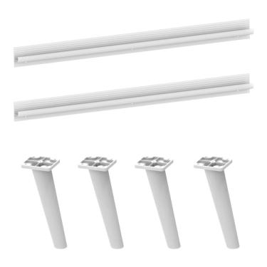 Imagem de Kit 2 Puxadores Com 4 Pés Palito Retrô Para Paneleiro 62cm Veneza Multimóveis Mp2310 Branco Branco