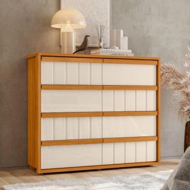 Imagem de Cômoda para Quarto 8 Gavetas Ripado 100% MDF Tarsila - Madetec