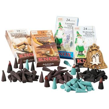 Imagem de MaMeMi Cones de incenso alemães para temporada de férias – Knox 4 pacotes (96 cones) para casas de defumadores e estatuetas | Pão de gengibre, chocolate e favoritos da estação | Conjunto de presente