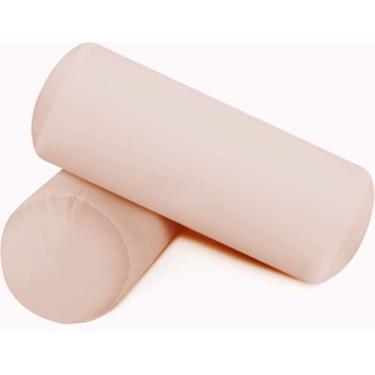 Imagem de SAHARBEDDINGS 2 peças de capa de almofada de pescoço cervical com fronhas reforçadas de algodão para almofada cilíndrica gola redonda fecho de zíper (blush, 26 x 6 rolos, conjunto de 2)