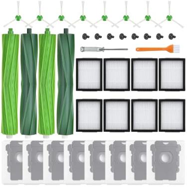 Imagem de APZOVO Pacote com 26 acessórios de peças de reposição para iRobot Roomba i7 i7+ i3 i3+ i4 i4+ i5 i5+ i6 i6+ i8 i8+ E5 E6 E7 j6 j6+ j7 j7+ Combo i5 i5+ j5 j5+, 4 rolos de borracha 8 sacos de vácuo 8