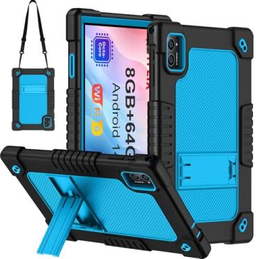 Imagem de FIEWESEY Capa para tablet TabneraX de 10,1 polegadas, híbrida, resistente, à prova de choque, capa protetora infantil com alça de ombro embutida para tablet TabneraX UTbook 10,1 polegadas/AWOW UTBook