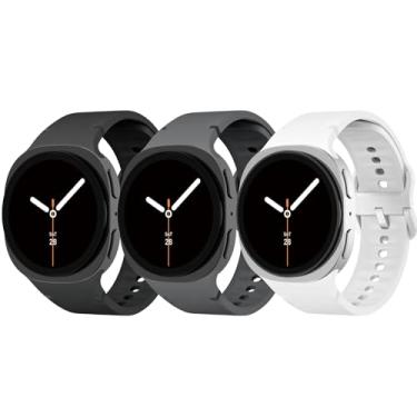 Imagem de YuiYuKa Pulseiras esportivas compatíveis com Samsung Galaxy Watch 8 de 40 mm e 44 mm/8 Classic de 46 mm, pacote com 3 pulseiras de silicone macio sem lacunas para Galaxy Watch 8 Classic de 46 mm para