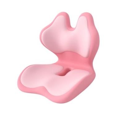 Imagem de harayaa Almofada de apoio para cadeira de escritório, encosto ergonômico e respirável, almofada para assento e costas para ficar sentado por muito tempo em, Rosa