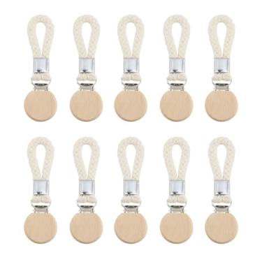 Imagem de Crapyt Grampo de toalhas de pendurar em formato redondo de madeira, corda de trama de sarja espessada, cabides de pano multiuso para pendurar toalhas, bolsas e chapéus em banheiros, quartos e cozinhas