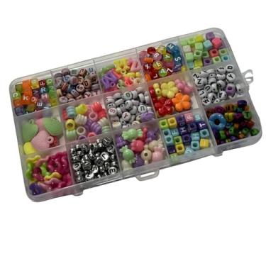 Imagem de Kit de Miçangas Coloridas Com Letras – Caixa Organizadora Com 15 Compartimentos para Pulseiras, Colares e Artesanato Infantil