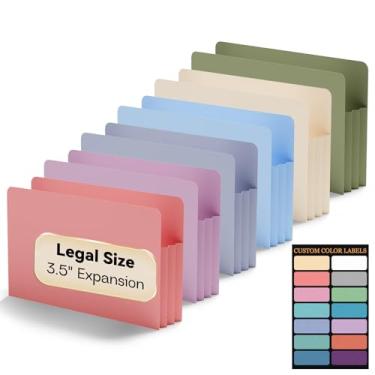 Imagem de NORDUN Bolsos de arquivo expansíveis de plástico de 8,89 cm, tamanho ofício, pacote com 6 pastas para arquivos, capacidade extra, aba reta, bolsos expansíveis, pasta de arquivo sanfonada resistente